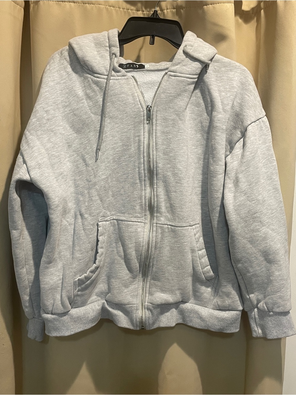 Efan Women’s Light Gray Zip-Up Hoodie Jacket Size Medium